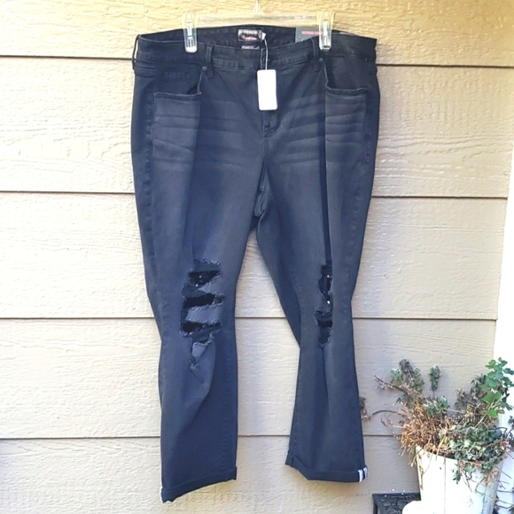 Torrid Boyfriend Straight Vintage Stretch Mid-Rise Sequin Backed Jean new - Picture 9 of 16